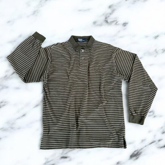 Ralph Lauren Other - Ralph Lauren Men's Size Large Green Striped Polo Shirt Long Sleeves Cotton